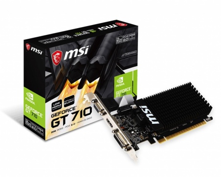 Видеокарта 2Gb PCI-E, DDR3, MSI GeForce GT710 2GD3H LP (GT710/64bit/DVI-D/HDMI/D-Sub)