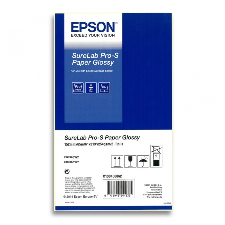 Бумага Epson (C13S450062) Pro-S Paper Glossy for SureLab 152мм х 65м, 254г/кв.м (2 рулона)