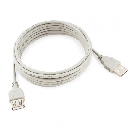 Кабель-удлинитель USB 2.0 Pro 3м Gembird, экран (CC-USB2-AMAF-10) серый