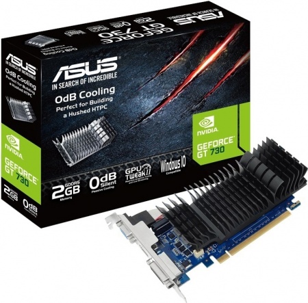 Видеокарта 2Gb PCI-E, GDDR5, ASUS GeForce GT730-SL-2GD5-BRK (GT730/64bit/D-SUB/DVI-D/HDMI)