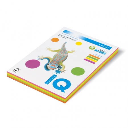 Набор цветной бумаги  А4 80 гр/м2, IQ/Color, 200 листов, MIX NEON (4 цвета по 50 листов) (RB04)