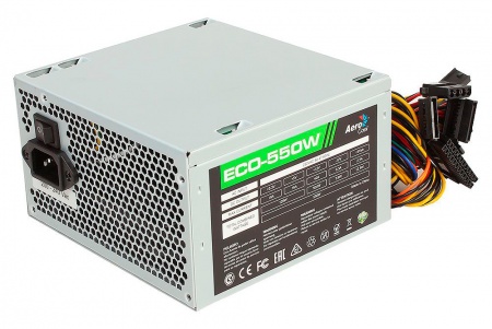 Блок питания Aerocool 550W ATX 2.3, 120мм вентилятор, 24+4+4pin (ECO-550)