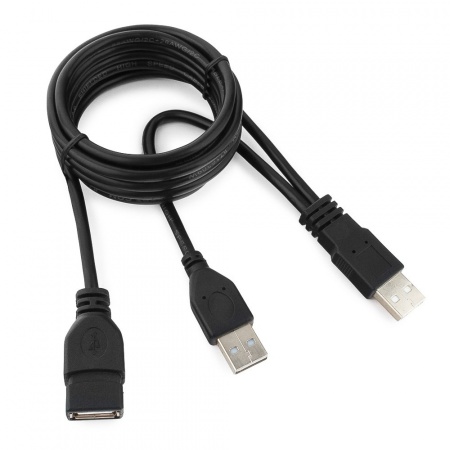 Кабель удлинитель Cablexpert USB2.0 Pro, 1.8м, 2*AM/AF (CCP-USB22-AMAF-6) экран, черный пакет