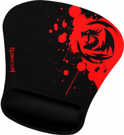 Коврик для мыши DEFENDER Redragon Libra, игровой, с подставкой под запястье, чёрный/красный, 259х248х3мм, ткань+резина (78305)