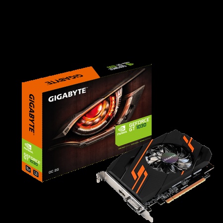 Видеокарта 2Gb PCI-E, GDDR5, Gigabyte GT1030 GV-N1030OC-2GI NV (GT1030/64bit/HDMI/HDCP)