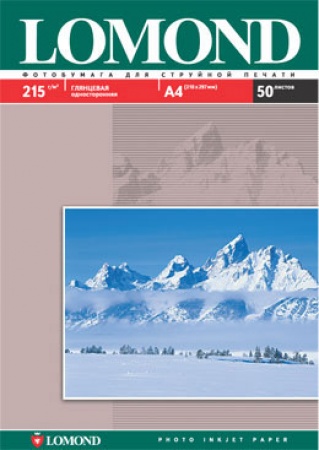 Бумага А4 Lomond для струйного принтера (215 г/м2) 50л. глянцевая, односторонняя (0102057)