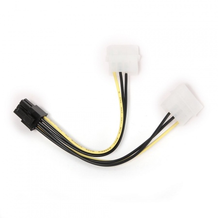 Кабель Cablexpert CC-PSU-6, переходник питания 2xMolex для PCI-Е 2x4Pin/6-Pin 0,15 м