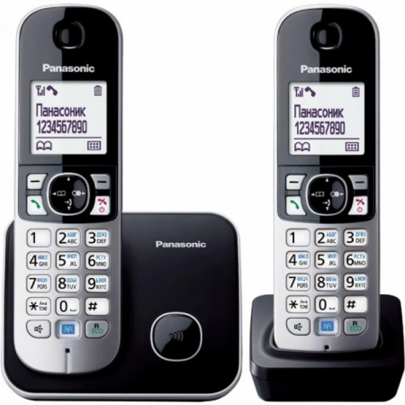 Радиотелефон Panasonic KX-TG6812 RUB, голосовой АОН, спикерфон, будильник, ночной режим, резервное питание, дополнительная трубка