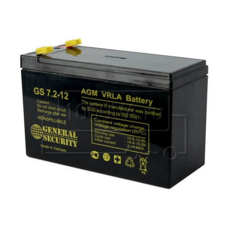 Аккумулятор 12V-7.2Ah GS GS7.2-12 (ДхШхВ 151х66х100мм) 1.95 кг