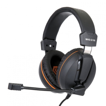 Наушники с микрофоном Gembird MHS-G100 <Black-Orange> (с регулятором громкости, шнур 2.5м)