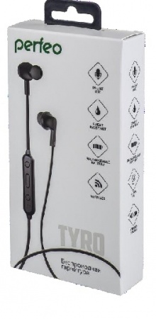 Наушники с микрофоном Perfeo TYRO (PF_A4298) внутриканальные, беспроводные, чёрный