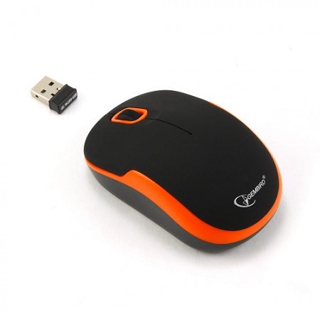 Мышь беспроводная Gembird MUSW-200BKO <USB, 1000 dpi, черно-оранжевая>