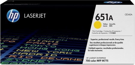 Картридж HP CE342A, LJ 700 Color MFP 775, оригинал, 651A, желтый, 16 000 страниц