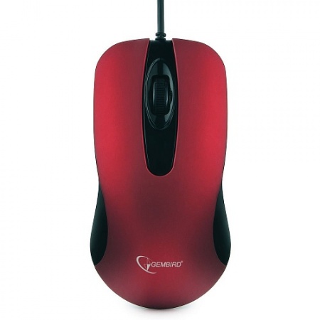 Мышь проводная Gembird MOP-400-R <USB, 1000 dpi, 1.45m, бесшумный клик> Red