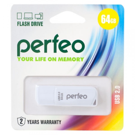 Память Flash Drive 64Gb USB 2.0 Perfeo C10 White
