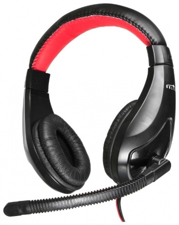 Наушники с микрофоном Oklick HS-L100, черный/красный, 2 метра