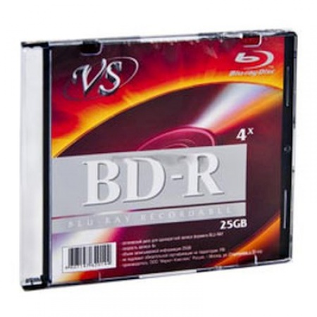 Диск BD-R 25Gb VS, 4-x, Slim (VSBDR4SL02)