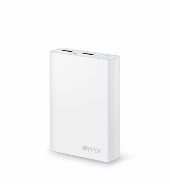 Аккумулятор внешний Hiper RP10000 Li-Ion 10000mAh 2.1A+1A белый 2xUSB