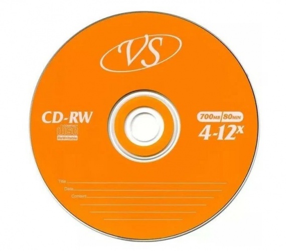 Диск CD-RW 700 MB VS, 4-12-х, 1 шт., без упаковки