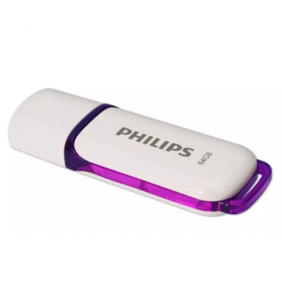 Память Flash Drive 64Gb USB 2.0 Philips SNOW2.0 (FM64FD70B/97) белый/фиолетовый