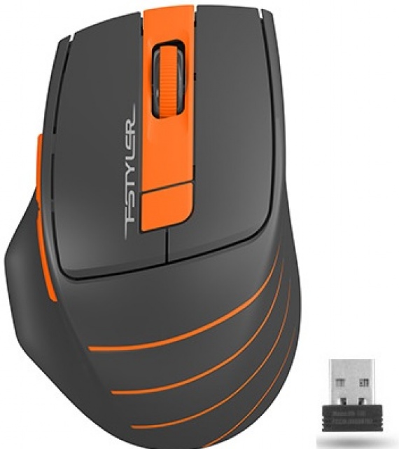 Мышь беспроводная A4Tech Fstyler FG30 USB 2000dpi, оптическая, серый/оранжевый (6but)
