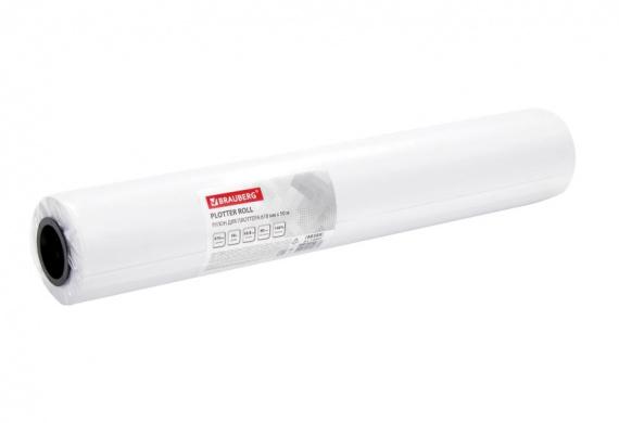 Бумага A1+ BRAUBERG 110455, 80гр/м2, бел. CIE 146%, рулон 610мм х 50м, втулка 50,8мм