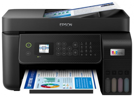 МФУ Epson L5290 (A4, стр.принтер/сканер/копир/факс, 4 цв., 33/15стр/мин, 5760x1440dpi, Ethernet (RJ-45), Wi-Fi, USB) черный (C11CJ65512/C11CJ65409)