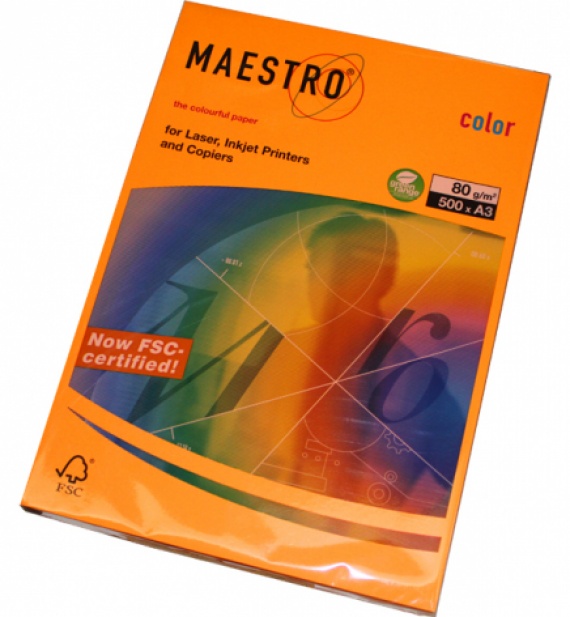 Бумага А3 80 гр/м2, Master/Color Neon Orange, 500 лист.