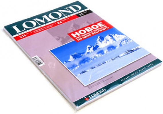 Бумага А4 Lomond для струйного принтера (215 г/м2) 25л. глянцевая, односторонняя (0102080)