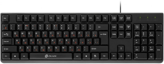 Клавиатура Оклик 100M HW3 USB, 1.6 м, черный