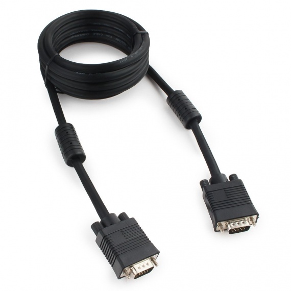 Кабель VGA 15M/15M Gembird (CC-PPVGA-10-B), черный, двойной экран, феррит.кольца, 3м