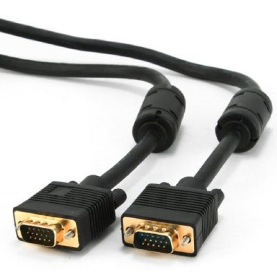 Кабель VGA 15M/15M Konoos (KC-PPVGA-5M) экран, ферр. кольца, черный 5м