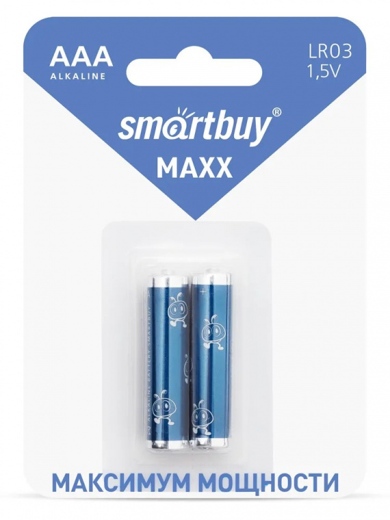 Батарейка AAA (LR03) SmartBuy MAXX (2шт. упаковка), усиленная