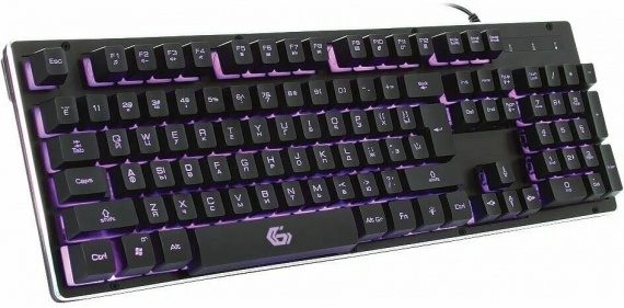 Клавиатура игровая Gembird KB-G400L, USB, черный, металлический корпус, 104 клавиши, подсветка 3 цвета, FN клавиши, кабель тканевый 1.75м