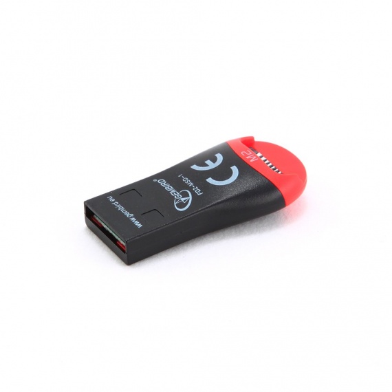 Картридер USB2.0 Gembird FD2-MSD-1, Micro SD/SDHC, черно-красный
