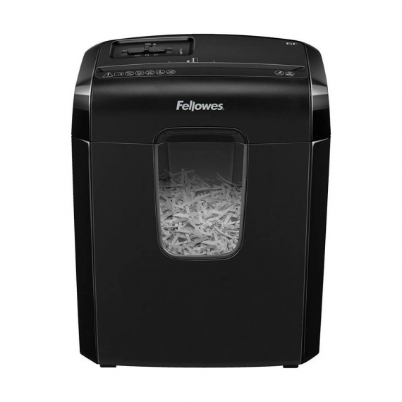 Уничтожитель док-ов Fellowes P-6C, DIN P-4 4х35мм, 6лст, 11лтр, скобы+пл.карты+скрепки,