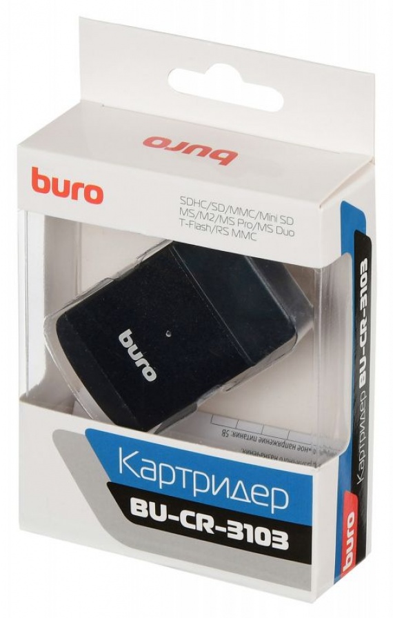 Картридер USB 2.0 BURO BU-CR-3103, черный