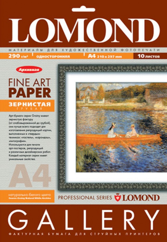 Бумага A4 Lomond  (0912341) 10л. 290гр./м2, зернистая, грубая, односторонняя, архивная