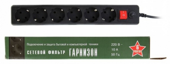 Сетевой фильтр Гарнизон ЕНW-15 <6 розеток, 5 м, белый>