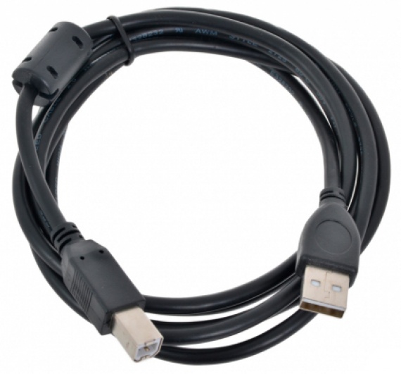 Кабель USB 2.0 AM/BM, 3м, Cablexpert (CCF-USB2-AMBM-10) поз.конт., медь, двойн.экр.,фер.кольцо черн.