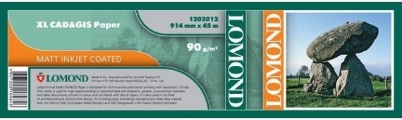 Бумага A0 Lomond матовая, рулон 914мм*45м, 90 гр/м2 (1202012)