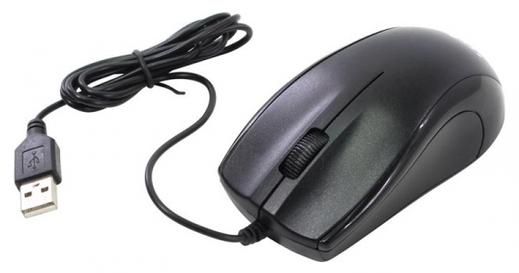 Мышь проводная Оклик 185M USB, 1200 dpi, 1.5м, д/ноутбука, черный