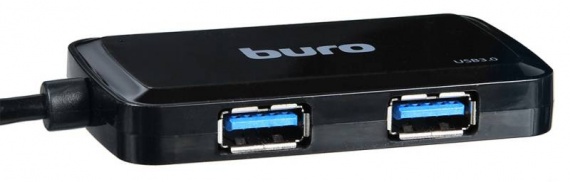Разветвитель USB-хаб 3.0 BURO (BU-HUB4-U3.0-S) 4 порта, черный