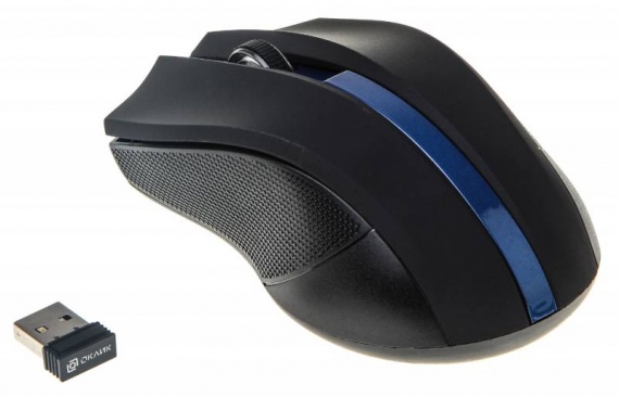 Мышь беспроводная Оклик 615MW USB, 1200 dpi, до 10 м, д/ноутбуков, черный/синий