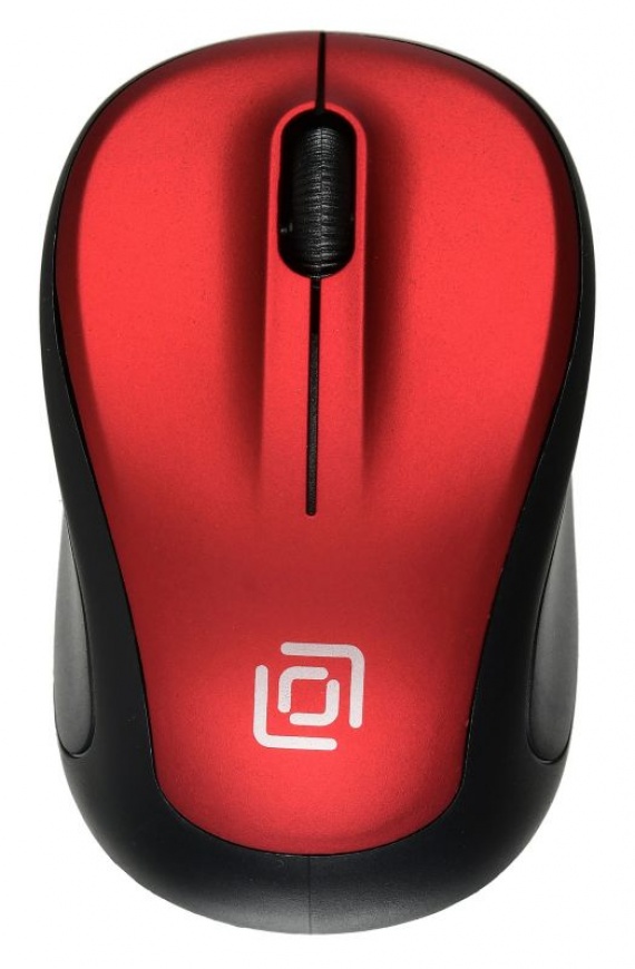 Мышь беспроводная Оклик 665MW USB, 1600dpi, до 10м, д/ноутбуков, черный/красный