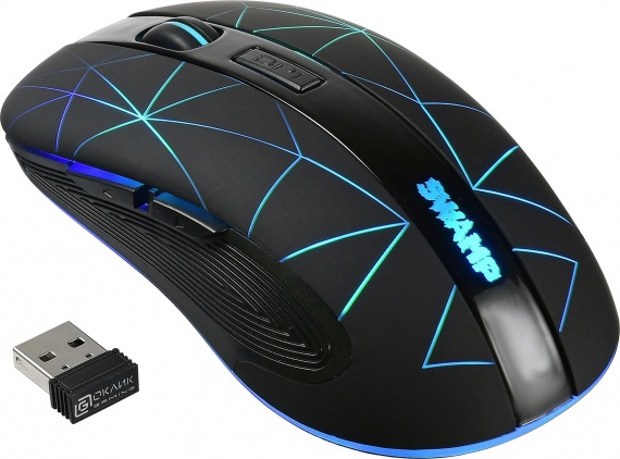 Мышь беспроводная Оклик 975GW SWAMP USB, 1600 dpi, до 10м, черный