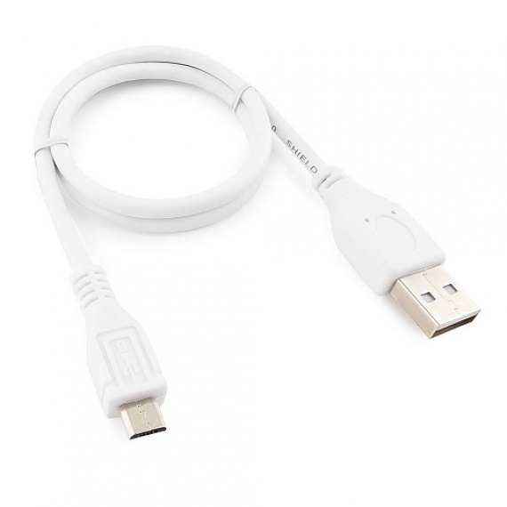 Кабель Cablexpert USB 2.0 Pro, 0.5м, AM-microBM 5P (CCP-mUSB2-AMBM-W-0.5M) белый, пакет