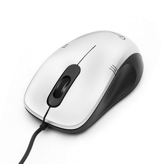 Мышь проводная Gembird MOP-100-S, USB, серебристый, 2 кнопки+колесо кнопка, 1000 DPI, кабель 1.45м