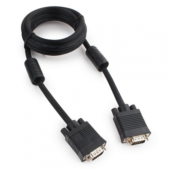 Кабель VGA 15M/15M Gembird (CC-PPVGA-6B) двойной экран, феррит.кольца. 1.8м черный