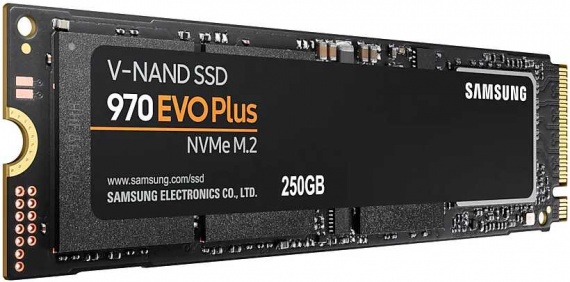 Накопитель SSD M.2 2280, 250Gb Samsung 970 EVO Plus (MZ-V7S250BW) PCI-E 3.x x4, 3D TLC, Чтен.3500Мб/Зап.2300 МБ/с